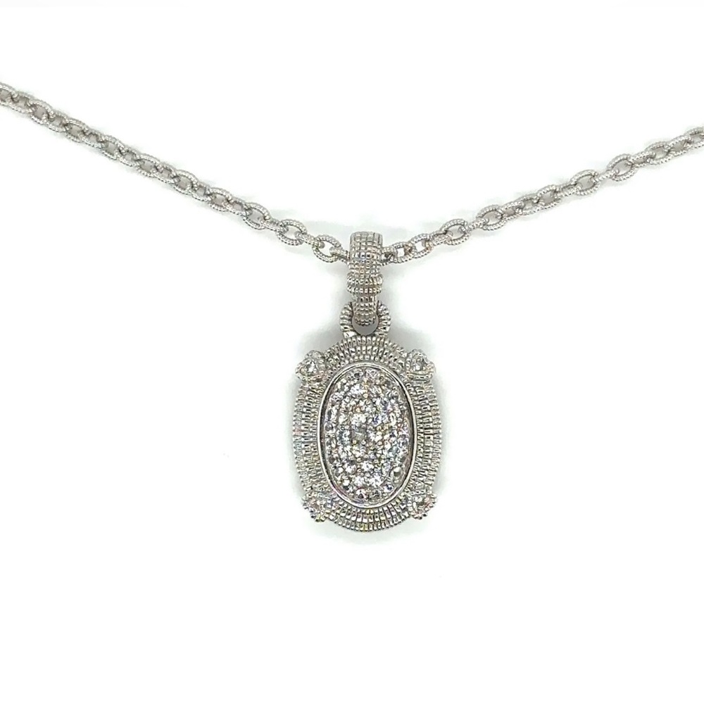 Judith Ripka 925 Silver Necklace Oval Link Cubic Zirconia Necklace 17inch